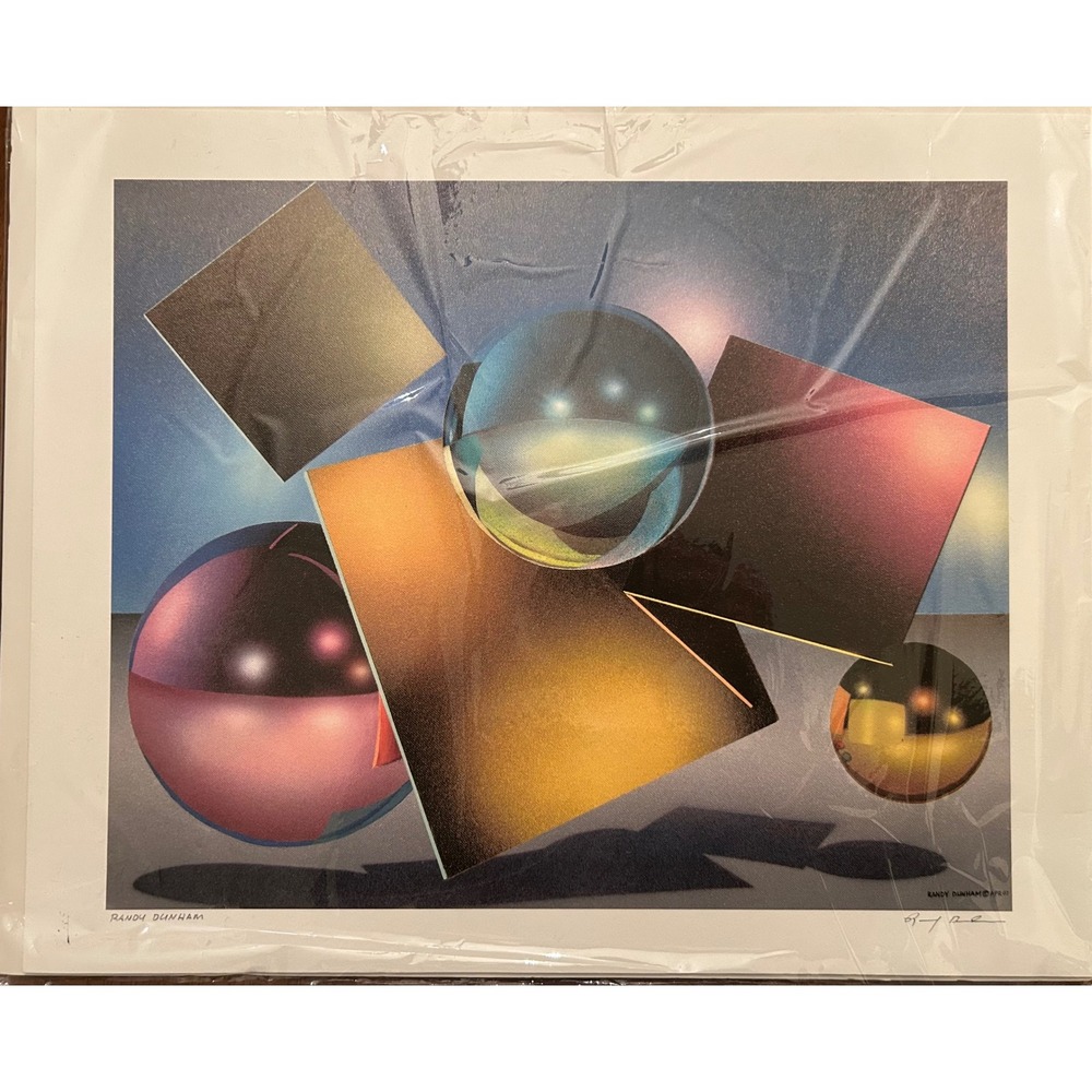 SIGNED Randy Dunham Abstract Surrealism Print Original 13"H x‎ 16"H